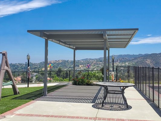 Gray Framed outdoor aluminum patio cover
