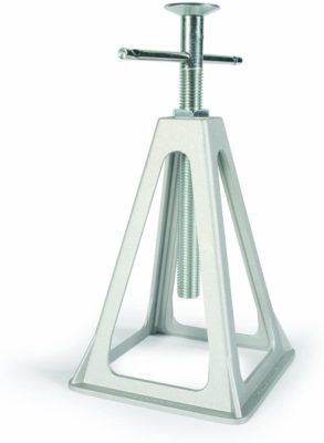 this cast aluminum jack stand weighs less than 8 lbs but can hold up as much as 6400 lbs. 