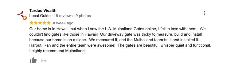 Review for Mulholland Fence Contractor