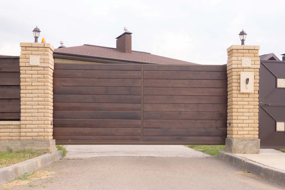 traditional wooden driveway gate