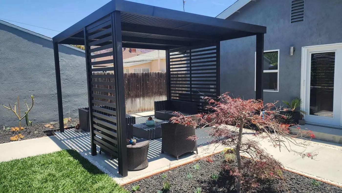 Modern pergola with roof panels