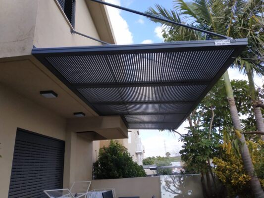 Modern pergola connected to house