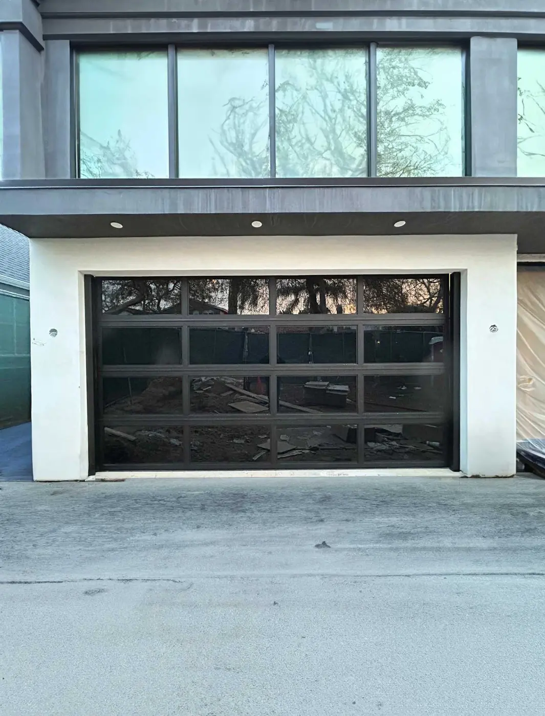 modern glass garage door