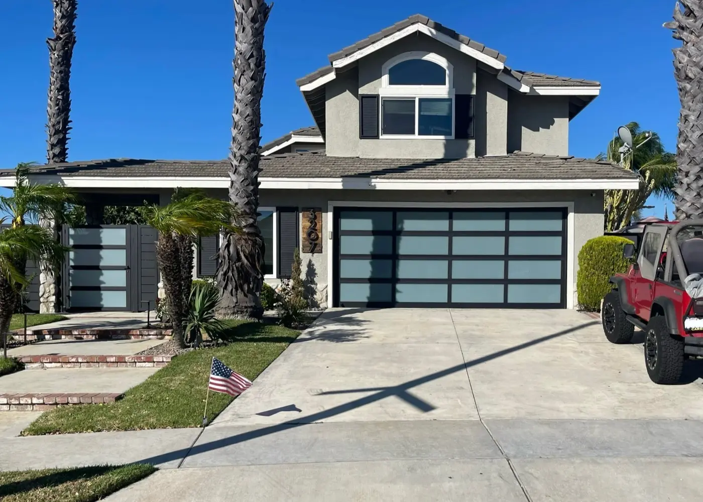 modern glass garage door